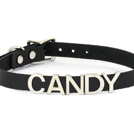 FC291VN-BLK STAINLESS STEEL WORDS BLACK VINYL CHOKER