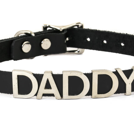 FC291 LEATHER STAINLESS STEEL LETTER NAME FETISH  CHOKER