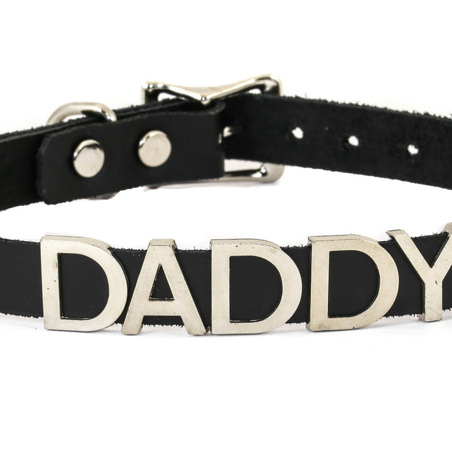 FC291 GENUINE LEATHER STAINLESS STEEL LETTER NAME FETISH  CHOKER