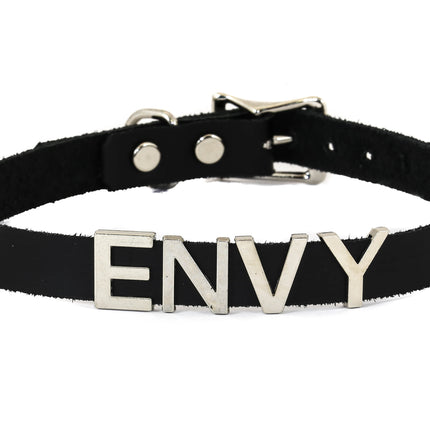 FC291VN-BLK STAINLESS STEEL WORDS BLACK VINYL CHOKER