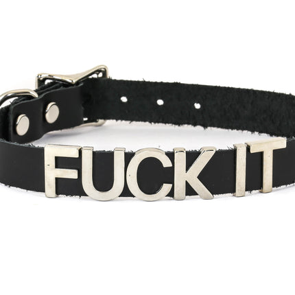 FC291VN-BLK STAINLESS STEEL WORDS BLACK VINYL CHOKER