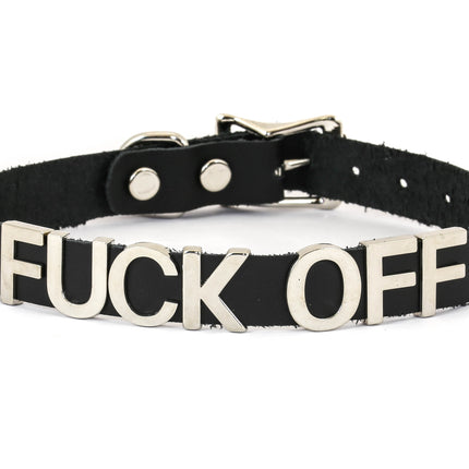 FC291VN-BLK STAINLESS STEEL WORDS BLACK VINYL CHOKER