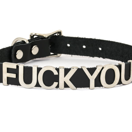 FC291VN-BLK STAINLESS STEEL WORDS BLACK VINYL CHOKER