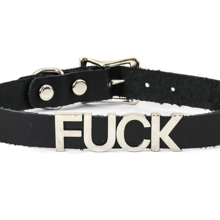 FC291VN-BLK STAINLESS STEEL WORDS BLACK VINYL CHOKER