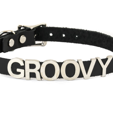 FC291VN-BLK STAINLESS STEEL WORDS BLACK VINYL CHOKER