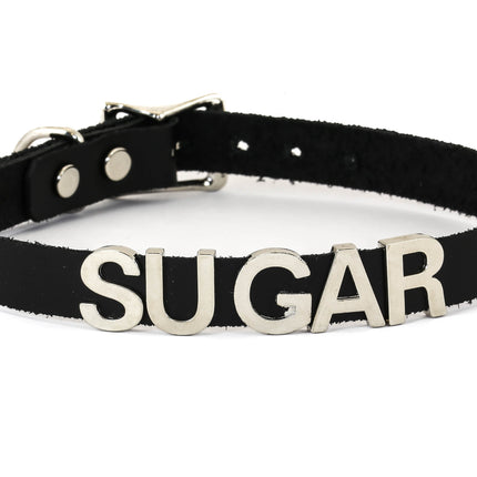 FC291VN-BLK STAINLESS STEEL WORDS BLACK VINYL CHOKER