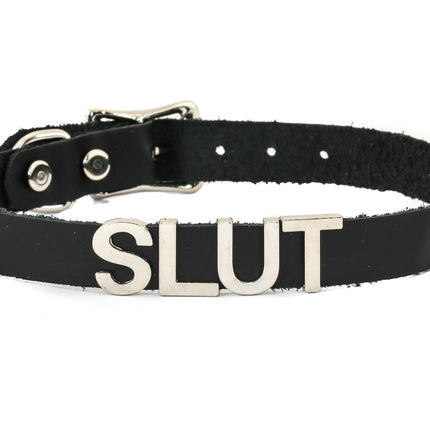 FC291VN-BLK STAINLESS STEEL WORDS BLACK VINYL CHOKER