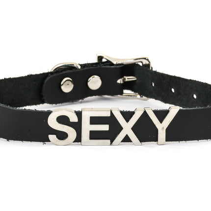 FC291VN-BLK STAINLESS STEEL WORDS BLACK VINYL CHOKER