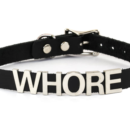 FC291VN-BLK STAINLESS STEEL WORDS BLACK VINYL CHOKER