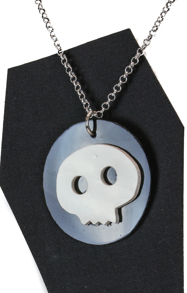 FC806BLK-WHT SKULL PENDANT