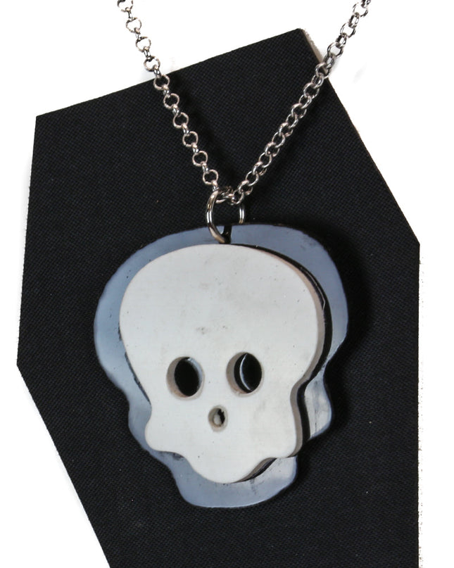 FC808BLK-WHT SKULL PENDANT