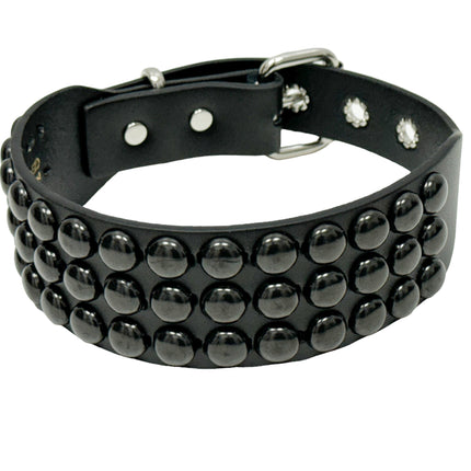 FC923-BS   3 ROW BLACK 1/2" LARGE ROUND STUDDED COLLAR