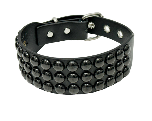 FC923-BS   3 ROW BLACK 1/2" LARGE ROUND STUDDED COLLAR