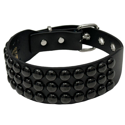 FC923-BS   3 ROW BLACK 1/2" LARGE ROUND STUDDED COLLAR