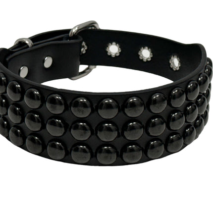 FC923-BS   3 ROW BLACK 1/2" LARGE ROUND STUDDED COLLAR