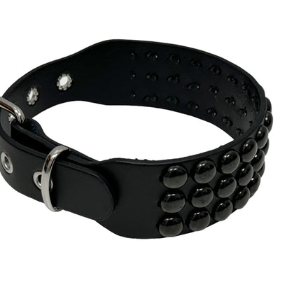 FC923-BS   3 ROW BLACK 1/2" LARGE ROUND STUDDED COLLAR