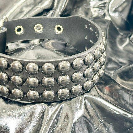 FC923-BS   3 ROW BLACK 1/2" LARGE ROUND STUDDED COLLAR