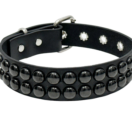 FC924-BS   2 ROW BLACK 1/2" LARGE ROUND STUDDED COLLAR