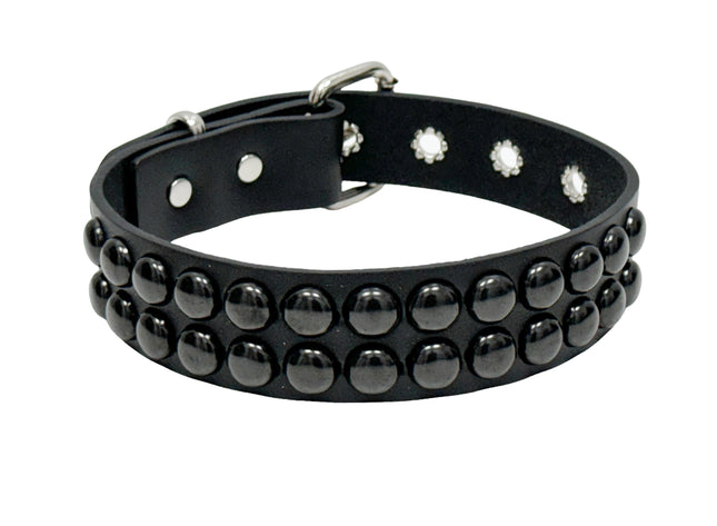 FC924-BS   2 ROW BLACK 1/2" LARGE ROUND STUDDED COLLAR