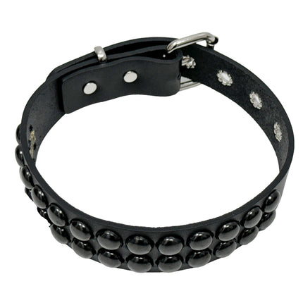 FC924-BS   2 ROW BLACK 1/2" LARGE ROUND STUDDED COLLAR