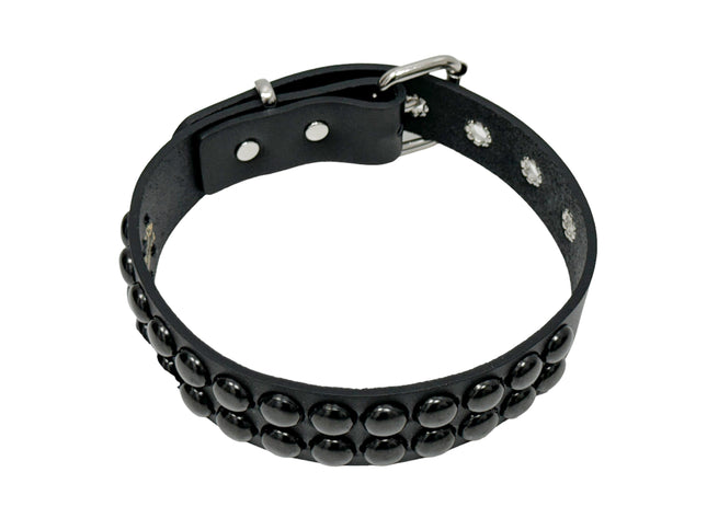 FC924-BS   2 ROW BLACK 1/2" LARGE ROUND STUDDED COLLAR