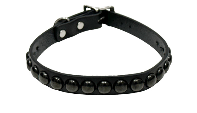 FC925-BS   1 ROW BLACK 1/2" LARGE ROUND STUDDED COLLAR