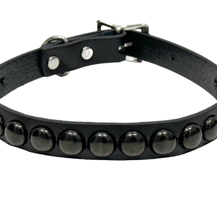 FC925-BS   1 ROW BLACK 1/2" LARGE ROUND STUDDED COLLAR