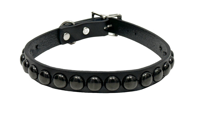 FC925-BS   1 ROW BLACK 1/2" LARGE ROUND STUDDED COLLAR