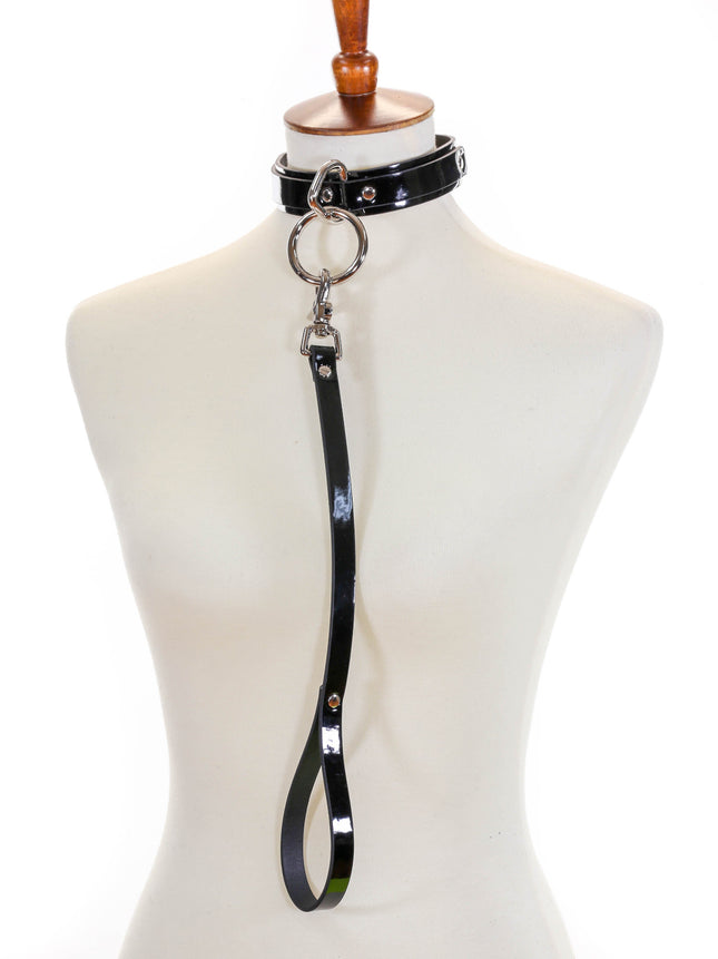 FC926P  PATENT LEATHER LEASH CHOKER