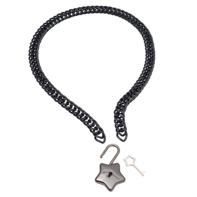 FC939-BS STAR LOCK DOUBLE LINK BLACK CUBAN PREMIUM CHAIN NECKLACE