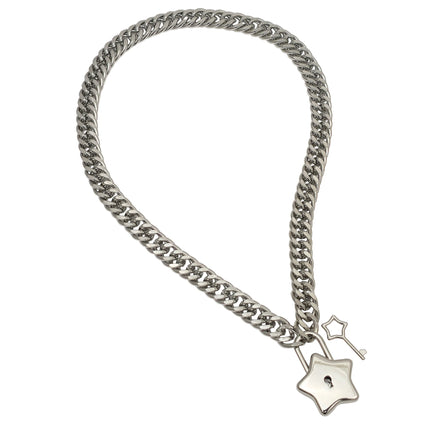FC939 STAR LOCK DOUBLE LINK CUBAN PREMIUM CHAIN NECKLACE