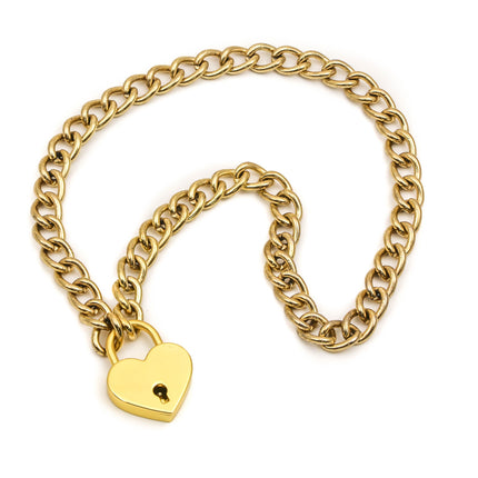 FC944G-SQ-BRS  REGULAR STEEL CHAIN PADLOCK NECKLACE