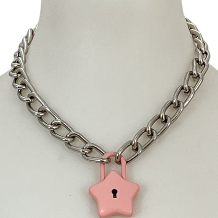FC944 STAR LOCK REGULAR STEEL CHAIN PADLOCK NECKLACE