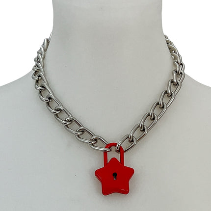 FC944 STAR LOCK REGULAR STEEL CHAIN PADLOCK NECKLACE