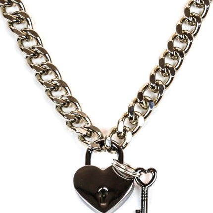 FC948HT CUBAN CHAIN HEART PADLOCK NECKLACE