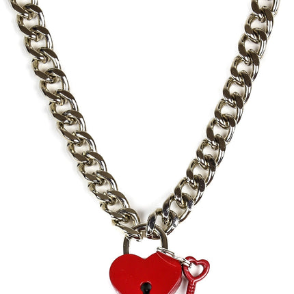 FC948HT CUBAN CHAIN HEART PADLOCK NECKLACE