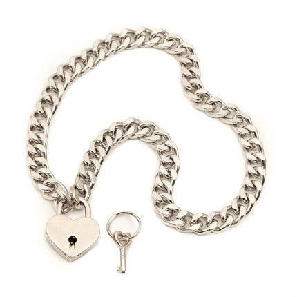FC948HT CUBAN CHAIN HEART PADLOCK NECKLACE