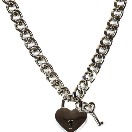 FC948HT CUBAN CHAIN HEART PADLOCK NECKLACE