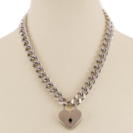 FC948HT CUBAN CHAIN HEART PADLOCK NECKLACE