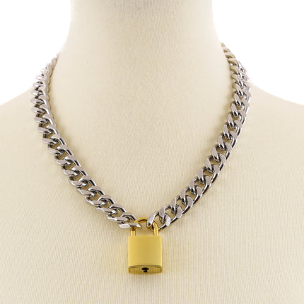 FC948SQ CUBAN CHAIN PADLOCK NECKLACE