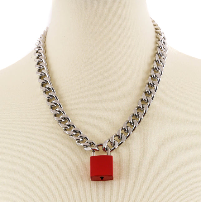 FC948SQ CUBAN CHAIN PADLOCK NECKLACE
