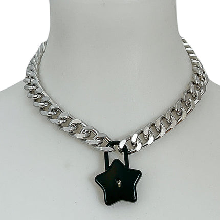 FK948 STAR CUBAN CHAIN PADLOCK NECKLACE