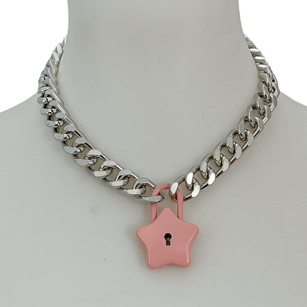 FK948 STAR CUBAN CHAIN PADLOCK NECKLACE