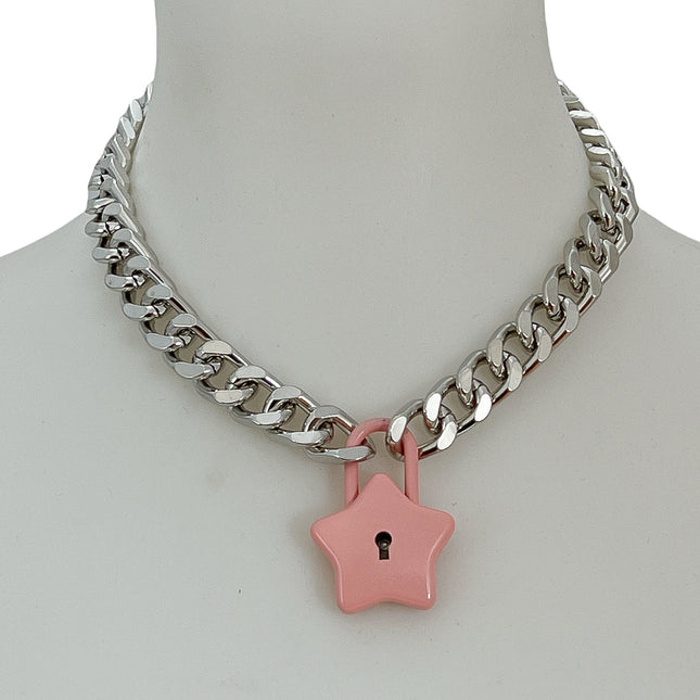FK948 STAR CUBAN CHAIN PADLOCK NECKLACE