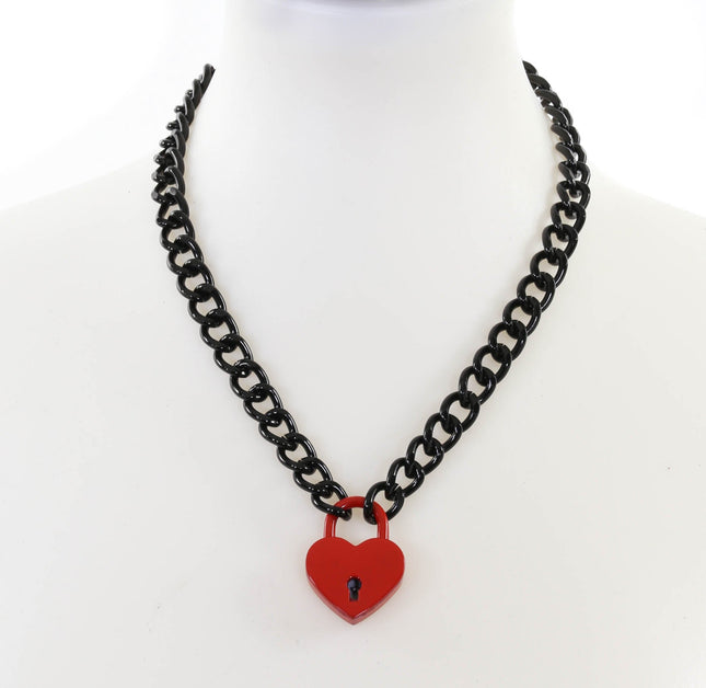 FC949HT BLACK LIGHT ALUMINUM CHAIN PAD LOCK NECKLACE