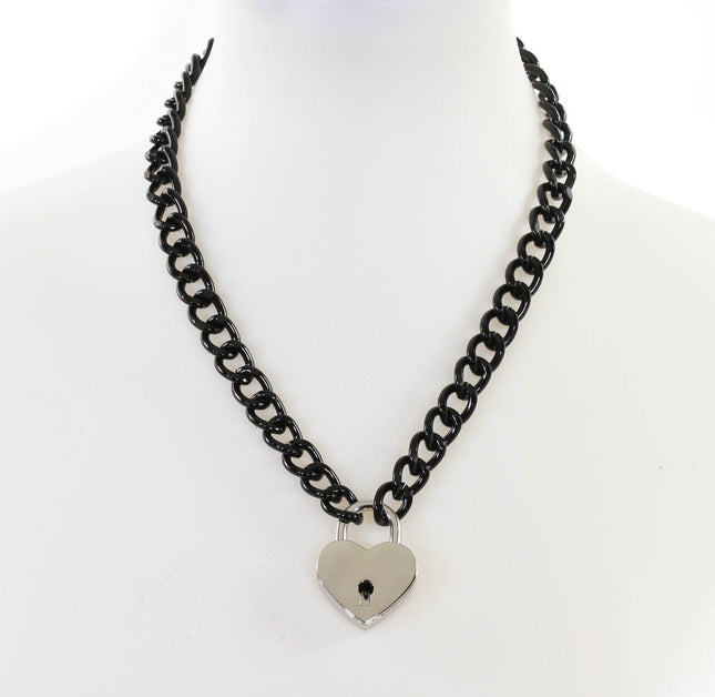 FC949HT BLACK LIGHT ALUMINUM CHAIN PAD LOCK NECKLACE