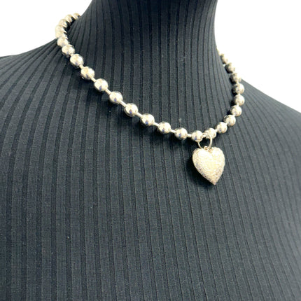 FC956EN ENGRAVED POCKET  HEART  PENDANT BALL CHAIN NECKLACE