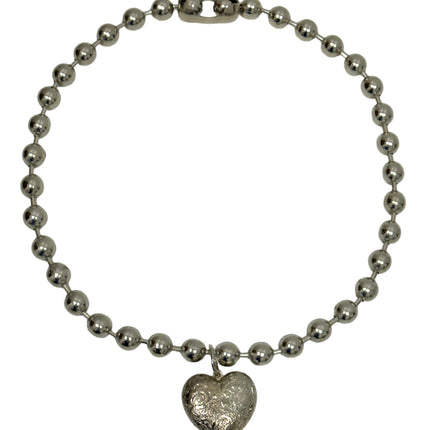 FC956EN ENGRAVED POCKET  HEART  PENDANT BALL CHAIN NECKLACE