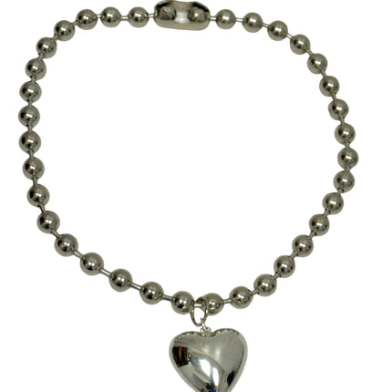 FC956PUFFY  HEART  PENDANT BALL CHAIN NECKLACE