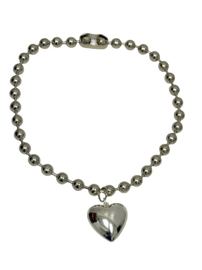 FC956PUFFY  HEART  PENDANT BALL CHAIN NECKLACE